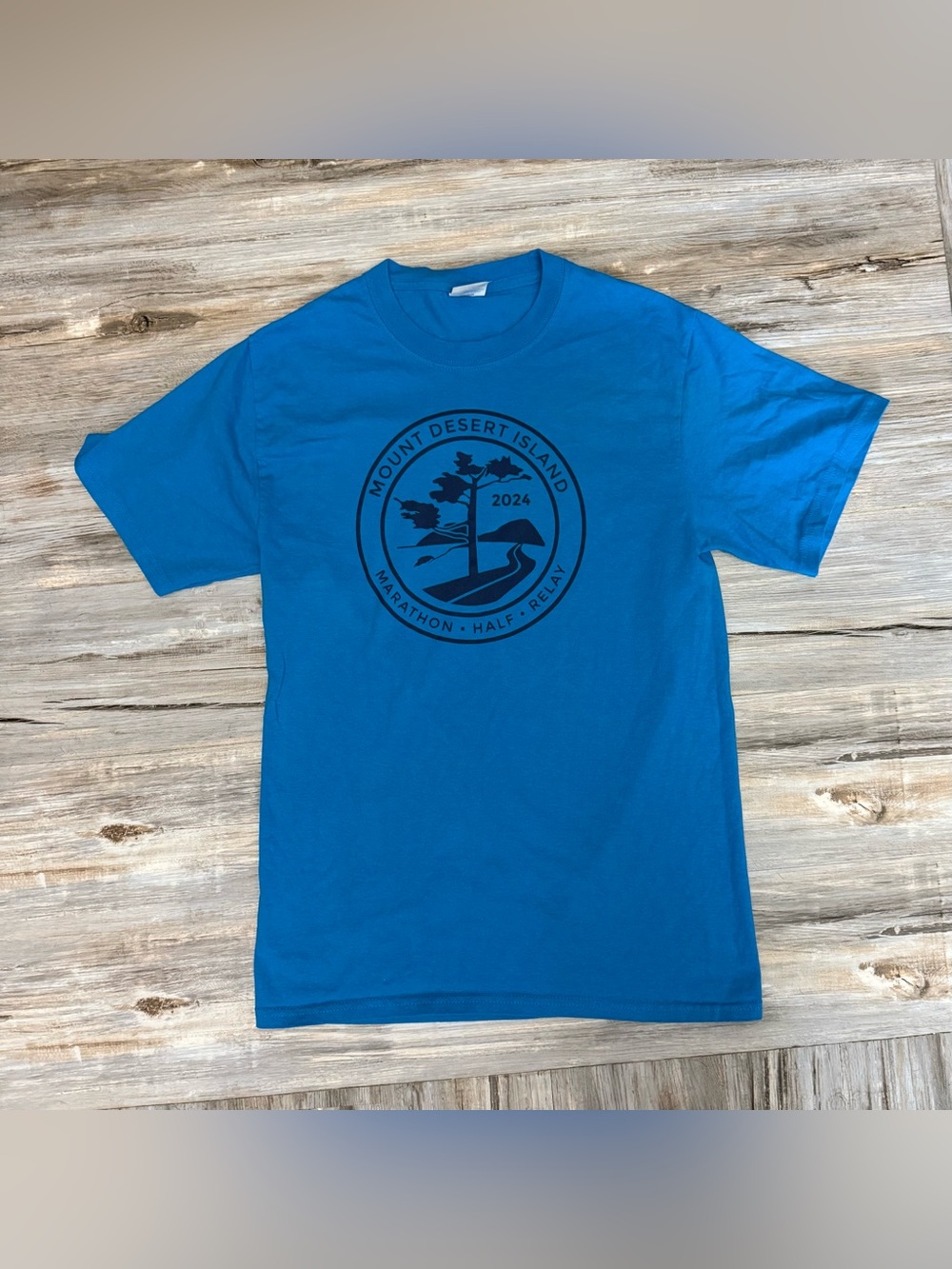 Mount Desert Island Maine Marathon Volunteer T-Shirt Men S Blue Port & Company